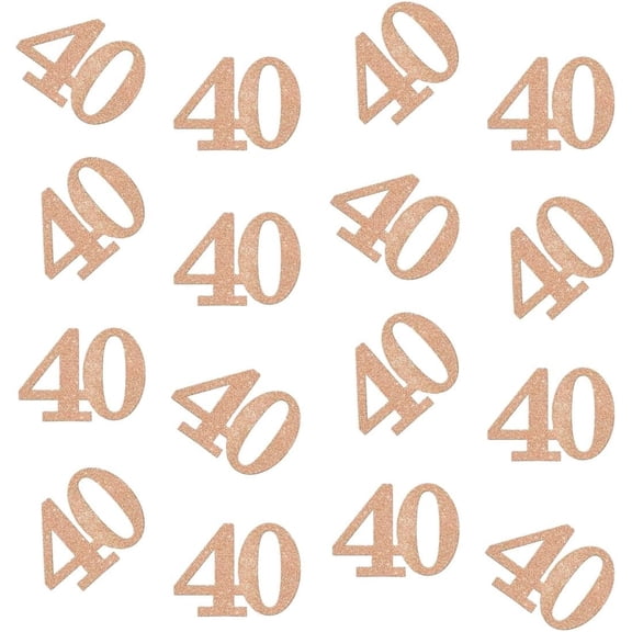 Double Side Glitter Rose Gold Paper Numbrer 40 Confetti 40 Paper Scatter Table Confetti for 40th Birthday Party 40th Anniversary Party Decoration, 100pcs