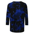 thumbnail image 4 of SOOMLON 3/4 Length Sleeve Women's Shirts Plus Size Tunic Cotton Tops Casual Crew Neck Shirts Cute Floral Graphic T Shirts 2025 Fashion Spring Summer Ladies Tops Loose Fit Outfits Pullover Blue L, 4 of 5