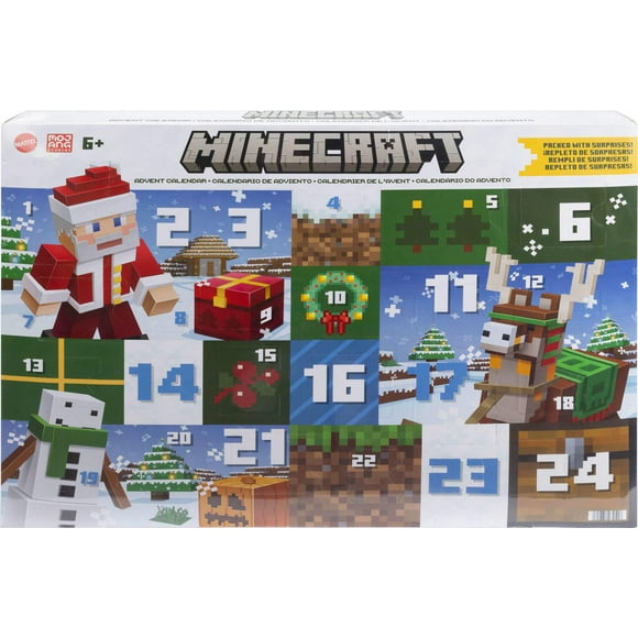 Minecraft Advent Calendar, 3 3.25-in Scale Action Figures, 17 Accessories & 4 Stickers