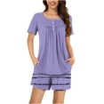 thumbnail image 1 of Birdeem Ensembles de Pyjama pour Femmes 2 Pcs Femmes Décontracté Col Rond Imprimé Manches Courtes Blouse Mode Pantalon Ensemble de Pyjama, 1 of 1