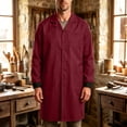 thumbnail image 2 of Kosheko Men's Long-Sleeve Work Dust Coat Notched Lapel Multi Patch Pockets Snap Front Closure for Daily Workshop Tasks Red XL, 2 of 9