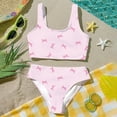 thumbnail image 2 of Girl's 2 Piece Textured Bikini Sets Cutout Ruffle Top with Metal Shell Bathing Suit Spaghetti Swimsuit Sun Protection, 2 of 5