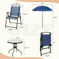 thumbnail image 5 of Wubio 6 Pieces Folding Patio Dining Set, All Weather Small Metal Outdoor Table and Chair Set, Garden Patio Furniture Set w/Umbrella, Glass Table & 4 Folding Chairs for Lawn, Backyard, Blue, 5 of 11
