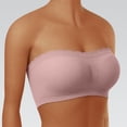 thumbnail image 2 of Push Up Bra Strapless High Elasticity Non-slip Tube Tops Tube Top Plus Size Fixed Padding Braless Tops for Women Strapless Wireless Bra Striped Tube Top Padded Bandeau Pink M, 2 of 6
