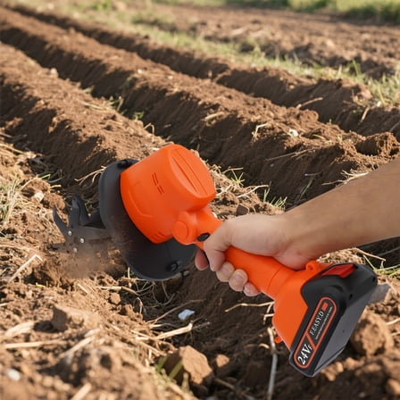 21V Cordless Mini Tiller Cultivator, Electric Garden Tiller Battery Powered