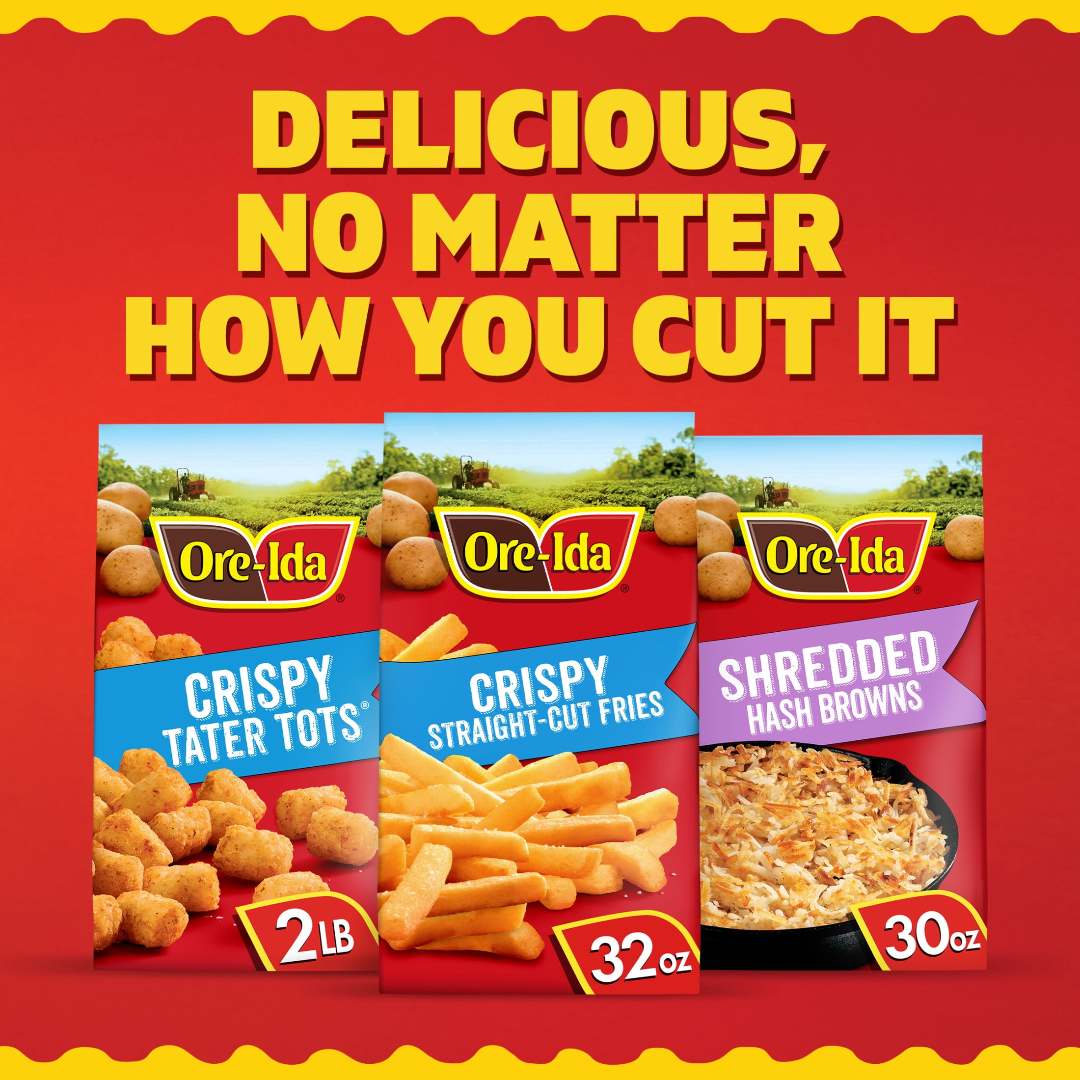 Ore-Ida Crispy Straight-Cut Fries French Fried Frozen Potatoes, 1 Bag, for Easy Snacks and Dinner Sides, Gluten-Free, 32 oz