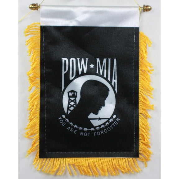 POW MIA POWMIA MINI BANNER FLAG GREAT FOR CAR & HOME WINDOW MIRROR HANGING