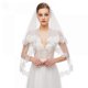 thumbnail image 3 of Wedding Lace Veil Short Sparkle Waist Veils 2 Tier Soft Tulle Bridal Veils with Comb (beige), 3 of 5