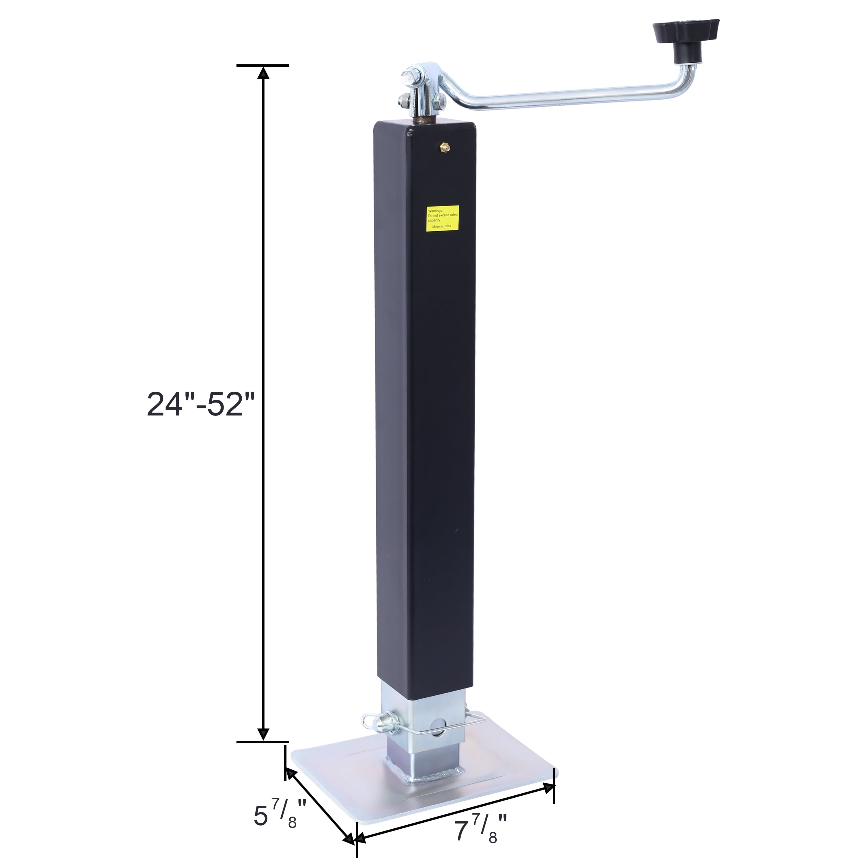 8,000 lbs Top Wind Weld-On Square Tube Drop Leg Jack, Black