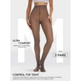 thumbnail image 2 of 2 Pairs Women's Soft Opaque Control Top Tights, Durability Tights, Rip Resistant Pantyhose, 2 of 6
