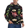 thumbnail image 2 of Wukai Cute Dinosaurs Print Men Hoodies Fleece Sweatshirts Long Sleeve Sweaters Pullover Fall Outfits Winter Clothes-4X-Large, 2 of 7