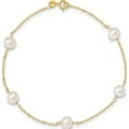 thumbnail image 3 of 14K Yellow Gold 7-8mm White Near Round Fw Cultured Pearl 5-Station 9In Anklet (9 X 7.5) Made In Canada ank144-9, 3 of 5