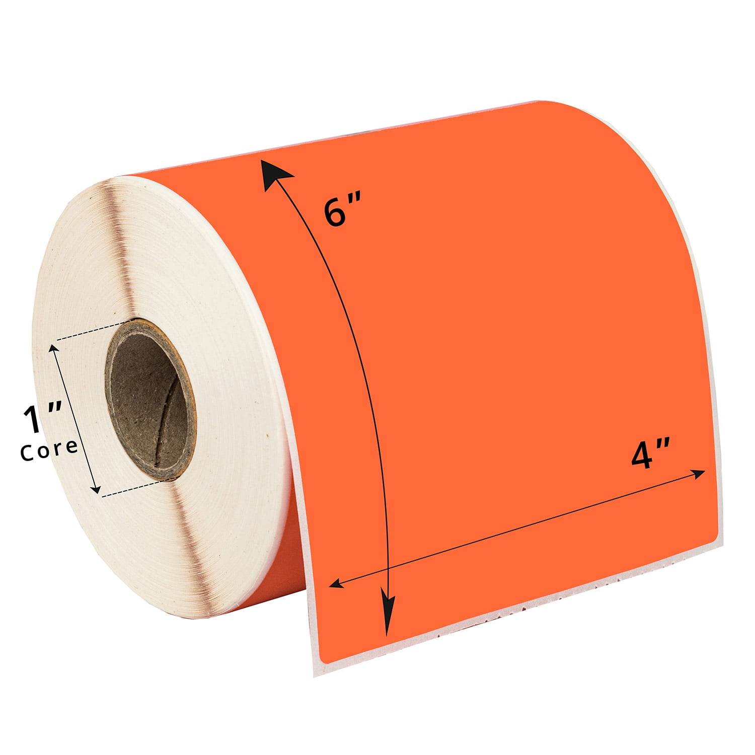 HOUSELABELS 4" x 6" Orange Shipping Labels on 1" Core Compatible With Zebra and Rollo Printers, 20 Rolls / 250 Labels per Roll