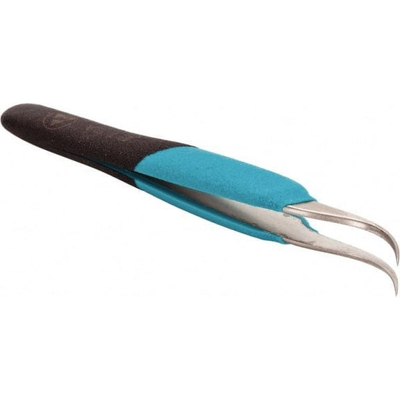 Erem 5-1/2" OAL 7-SA Ergonomic Tweezers Curved, Fine Point, High Precision Tips