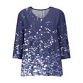 thumbnail image 5 of Womens Tops Boho Summer Cotton-Linen Classic Teacher Clothes Water Resistant Dressy Casual Boho Short Sleeve Shirts, Navy,XL, 5 of 6