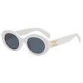 thumbnail image 2 of Gafas de sol retro con montura ovalada, gafas de sol de moda que combinan con todo, hechas de PC, 2 of 6