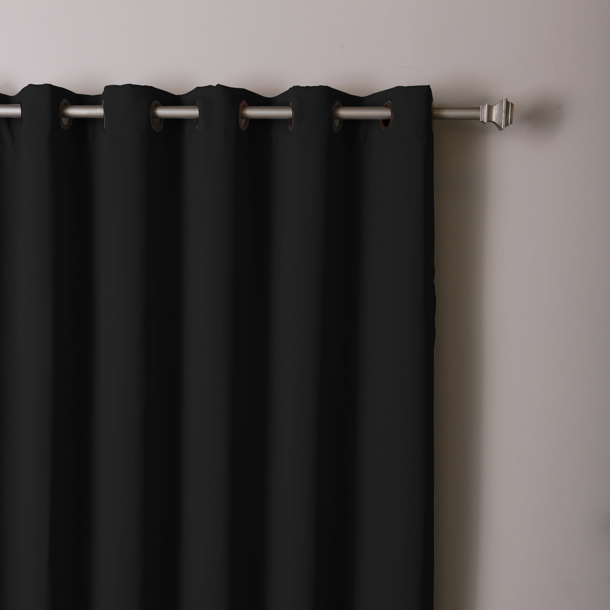 Quality Home Wide Basic Bronze Grommet Blackout Curtain - Black - 100"W X 108"L (Single Panel)