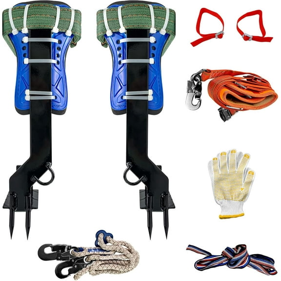 iMeshbean Tree Climbing Set,2 Gears Adjustable 304 Stainless Steel Tree Climbing Spikes with Waist Protective Belt,Tree Pole Climbing Spurs Climbing Shoes for Picking Fruit,Outdoor Activities