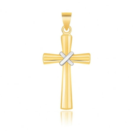 

GDFIH 14k Two-Tone Gold Cross Pendant with a Center X Design