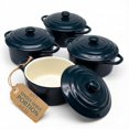 thumbnail image 1 of Mini Cocotte Ceramica KooK Set de 4 Cazuelas con Tapa 12oz Gres para Horno, 1 of 5