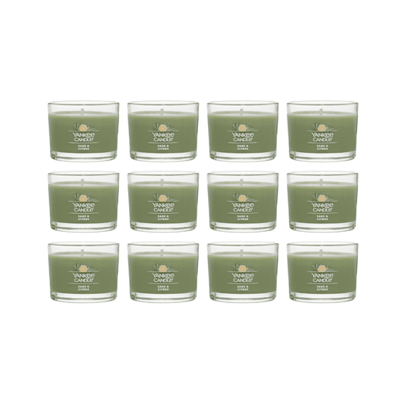 Yankee Candle Signature Votive Mini Candle, Sage & Citrus Scent, 1.3 oz (Pack of 12)