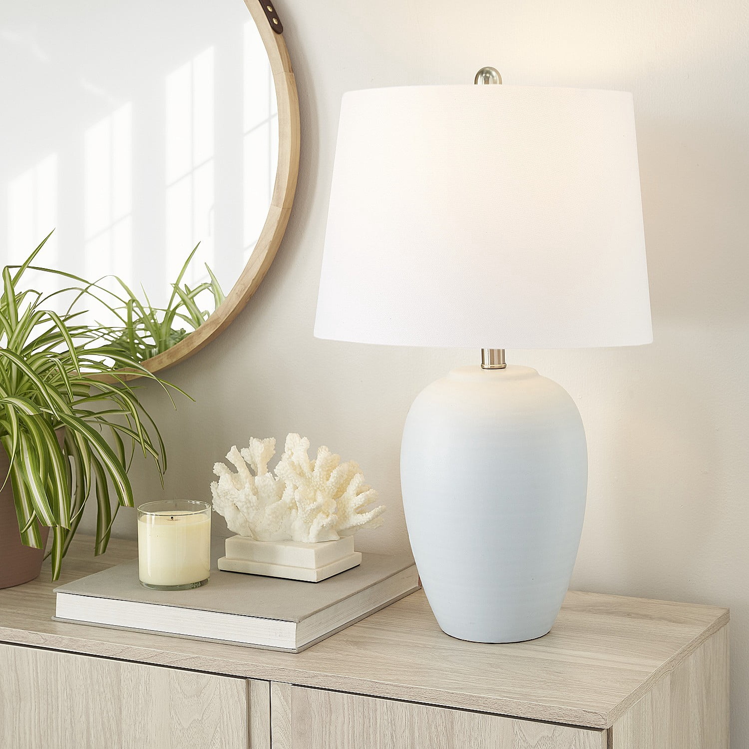 23" Light Blue Ceramic Urn Table Lamp - Nourison