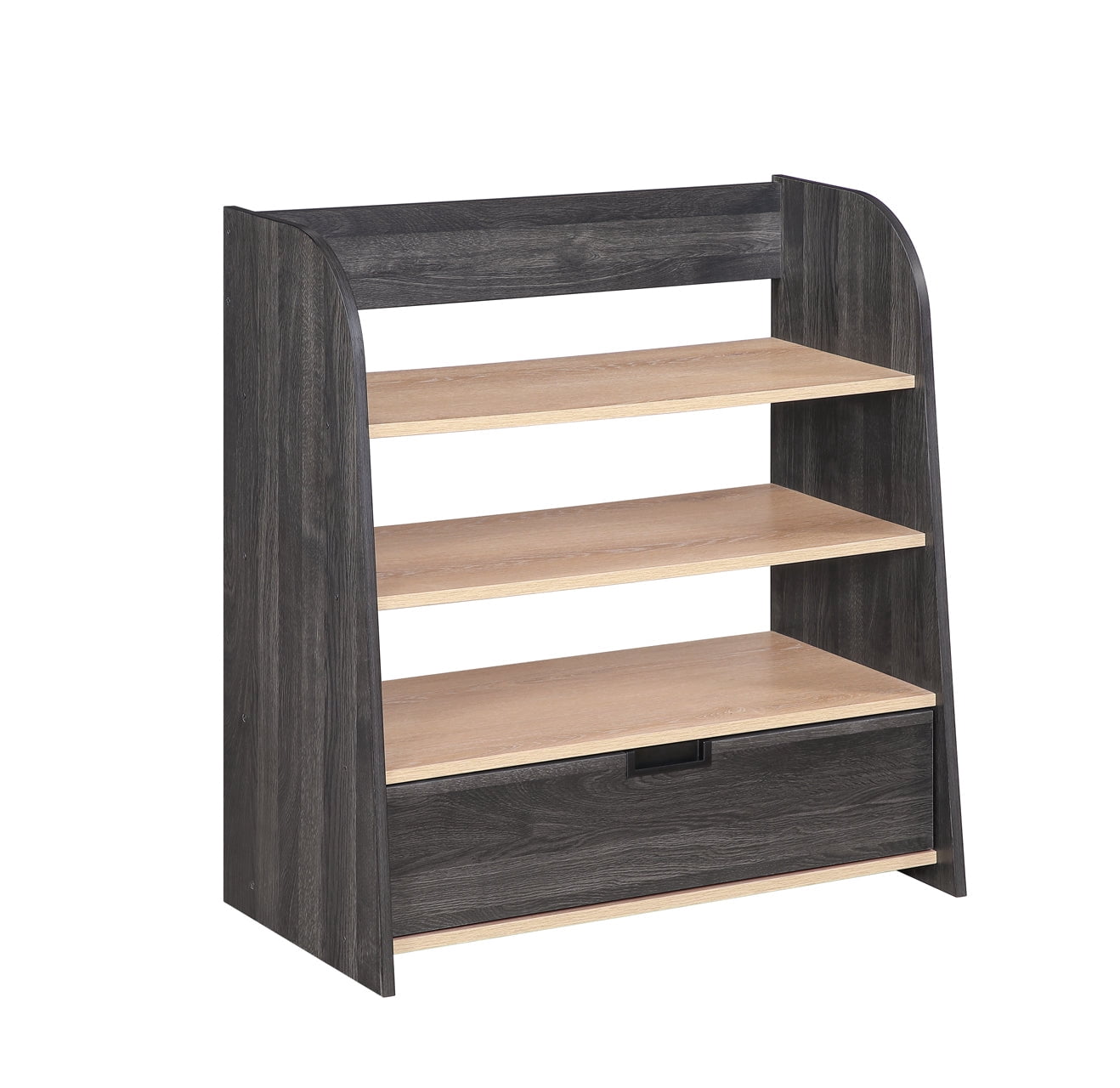OSHome Modular Storage Bookshelf with 3 Shelves and Drawer – Black Woodgrain Laminate