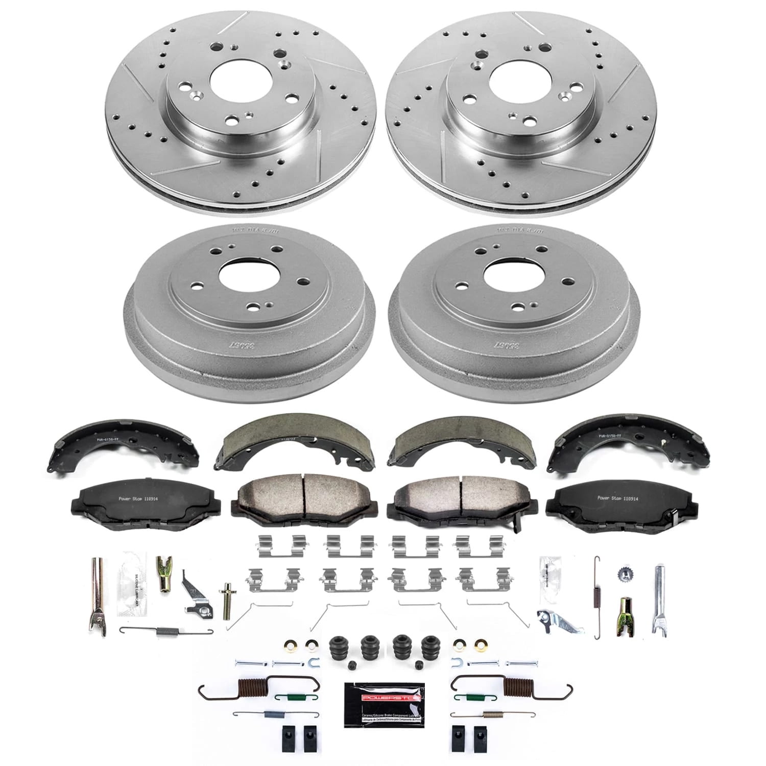 PowerStop Front and Rear Z36 Truck & Tow Brake Pad Rotor Drum and Shoe Kit Fits: HONDA Select Models K15541DK-36