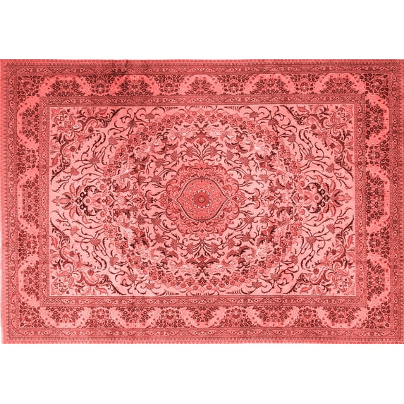 Ahgly Company Indoor Rectangle Medallion Red Traditional Area Rugs, 8' x 12'