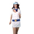 thumbnail image 1 of 4 pcs Blue Aviator Uniform Fashionable Innocent Airline Stewardess Uniform Sexy Uniform  white, 1 of 1