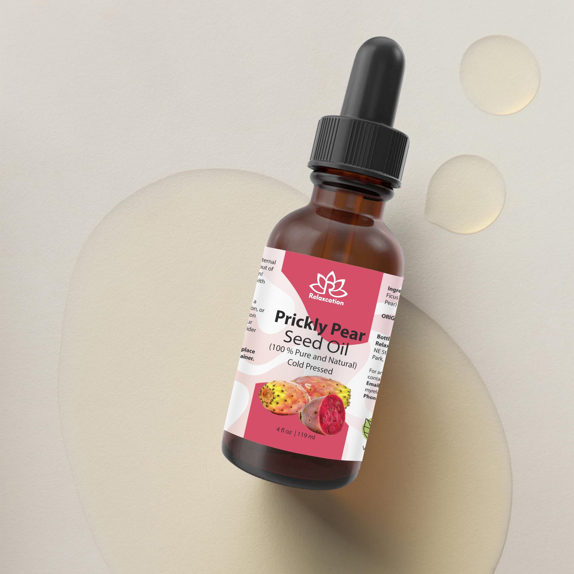 Prickly Pear Seed Oil (Barbary Fig / Nopal) – 100% Pure Cold-Pressed Lightweight Face & Hair Oil by Relaxcation | 0.5–4 fl oz