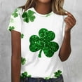 thumbnail image 2 of Diufon St Patricks Day Shirt Women Casual Short Sleeve Tees Blouse Shamrock Print Graphic Pullover Tops, 2 of 5