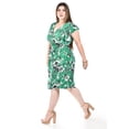 thumbnail image 2 of Vestido floreado cintura smock Roman Fashion /Tallas Extras, 8867X (Verde flores) verde 42, 2 of 5