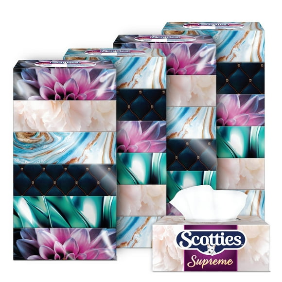 Scotties Supreme Mouchoirs pour le Visage 3 Épaisseurs Doux et Résistants, Hypoallergéniques et Testés par des Dermatologues, 24 Boîtes, 81 Mouchoirs par Boîte