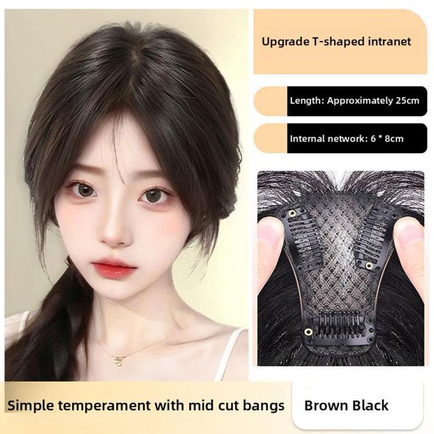 WAITLOVER Flequillo falso de moda 3D, parche para el cabello con flequillo de aire, nueva peluca decorativa con flequillo