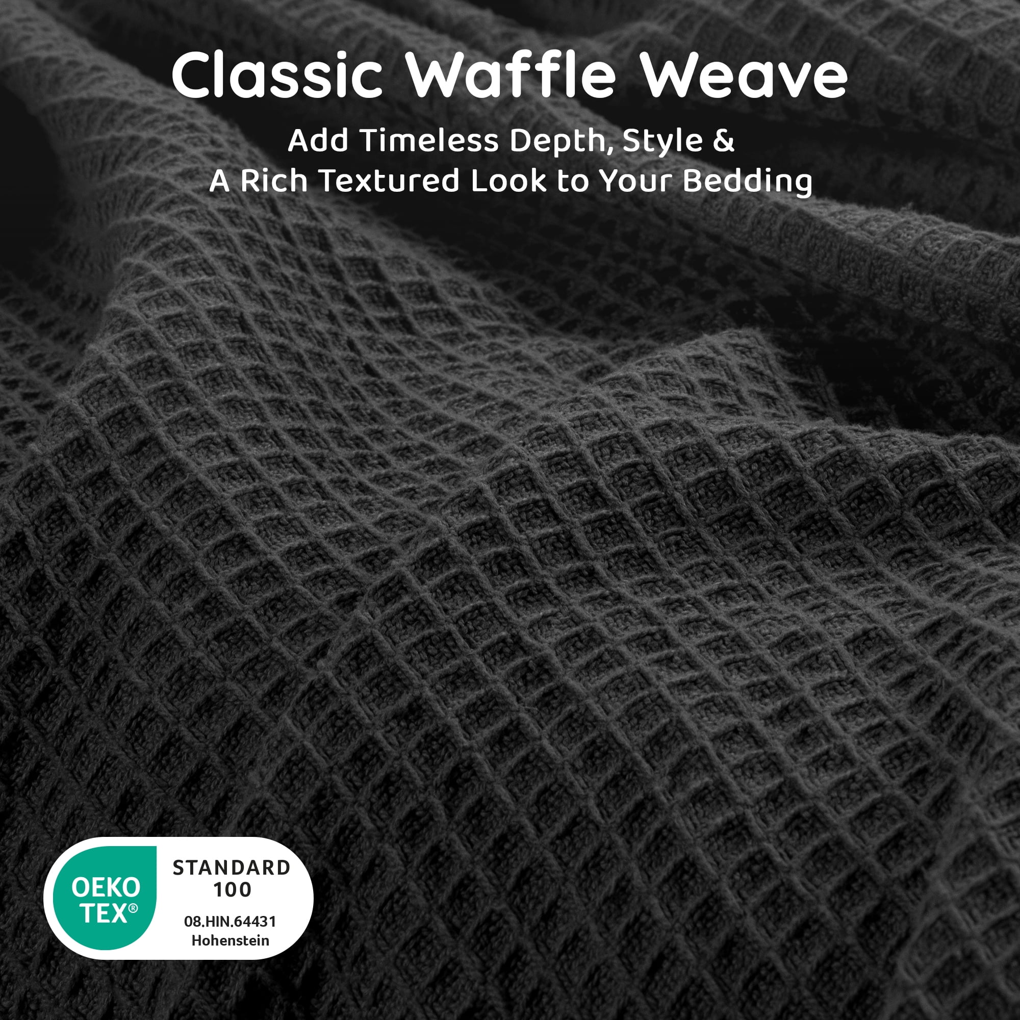 Loomsnest Ultra Soft Black Twin Waffle Blanket, 100% Cotton Blanket for Bed, Sofa & Couch, Waffle Weave All Season Throw for Hot Sleeper, Lightweight & Breathable, 60" x 90"
