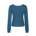 thumbnail image 4 of STETMN Long Sleeve Shirts for Women Square Neck Slim Fit Top Fall Trendy Basic Plain T-shirts, 4 of 4