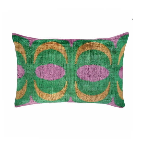 Bongo Silk Velvet Ikat Throw Pillow, 16" X 24"