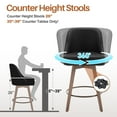 thumbnail image 3 of Foreate Swivel PU Bar Stools Set of 1, 26" Counter Height, Uholstered Leather with Mid-Back & Wood Legs, Modern Chair Island Stool for Kitchen Pub, Black, 3 of 13
