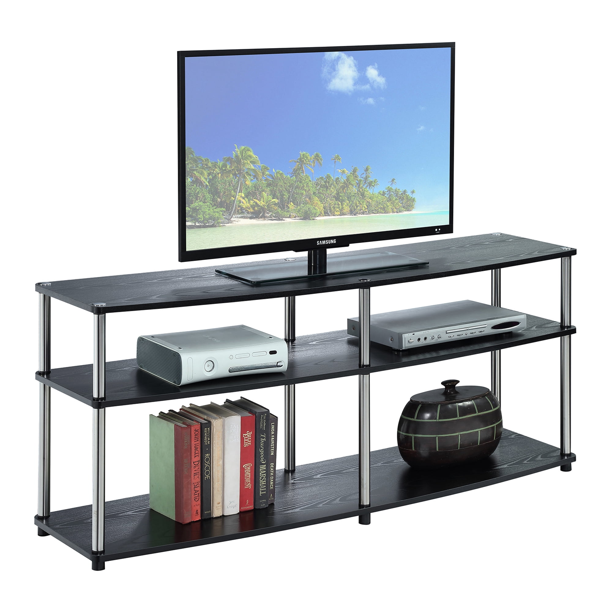 Convenience Concepts Designs2Go 60" 3 Tier TV Stand in Black Wood Finish