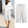 thumbnail image 3 of XINPING Womens Linen Shorts Summer 2026 Casual 7 Inch Cotton Drawstring Baggy Shorts Comfy Elastic Waist Beach Vacation Shorts S, 3 of 9