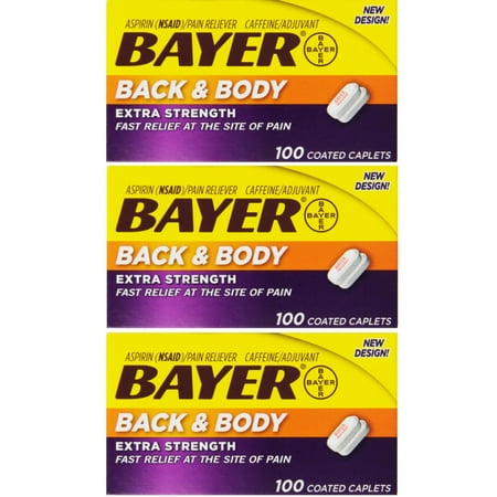 2 Pack Bayer Extra Strength Caplets, Back and Body 500 Mg, 100 Count ...