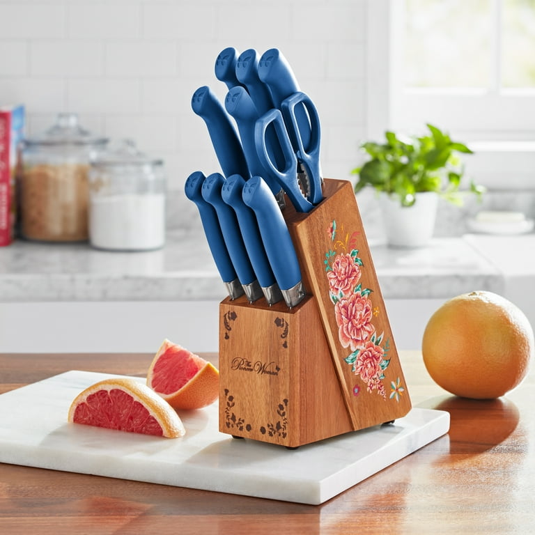 The Pioneer Woman 11-Piece Stainless Steel Knife Block Set, Dark