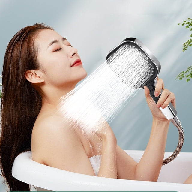 COFEST High-Pressure Handheld Showerhead with 7 Spray Modes, Filter Shower Head for Low Water Pressure, Silicone Nozzle Design, Easy to Install - Perfect for Elderly and Children Silver