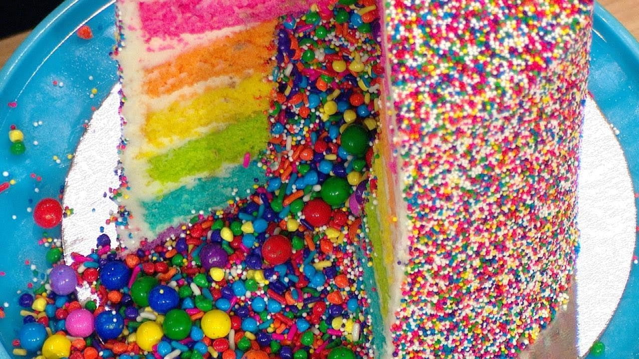 Bright Rainbow Spill Pinata Cake Confetti Sprinkles and Nonpareil Mix, Cake -20 Oz Recipe Included