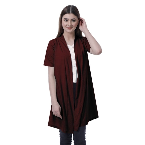 Moomaya Womens Half Sleeve Shrug Open Front Long Cardigan Lightweight Summer Fit