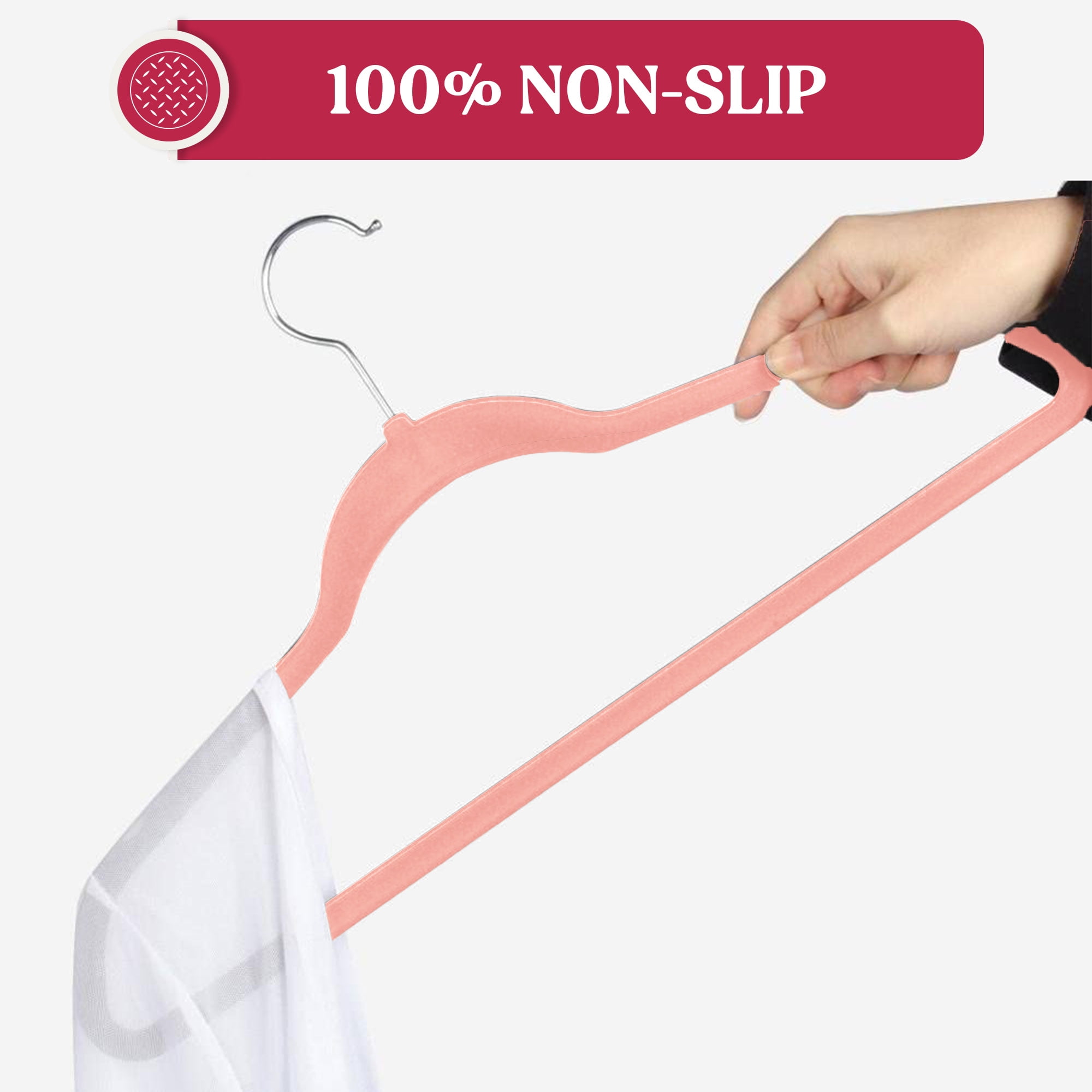 Lux Decor Collection Velvet Hangers Space Saving and Non-Slip Hangers - 30 Pack, Pink