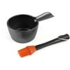 Charcoal Companion Cast Iron Sauce Pan with Silicone Head Basting Brush, Black