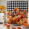 thumbnail image 3 of Autumn House Tree Hills Shower Curtain for Bathroom, Cartoon Style Black White Plaid Waterproof Shower Curtains Washable Quick Dry with Hooks Bathtub Curtains 72x72 IN, 3 of 6
