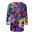 thumbnail image 5 of Penkiiy 2024 Blouse Mardi Gras Tops for Women Daily Tshirt 3/4 Sleeve Blouse Mask Print Top Carnival O Neck Casual Shirt L Multicolor, 5 of 5